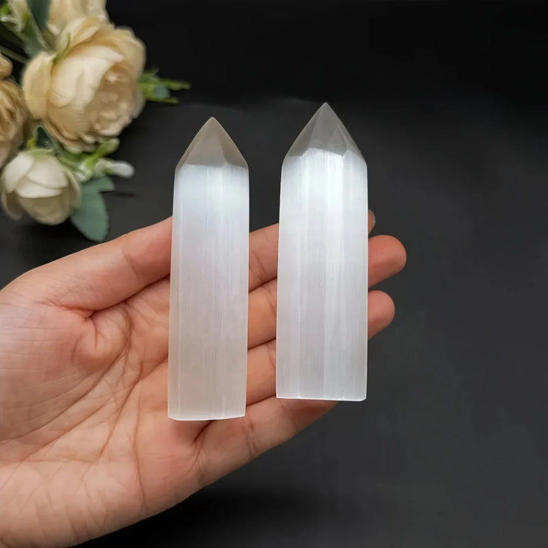Torre de Selenita AuraCleanse™ – Purificação, Proteção e Paz