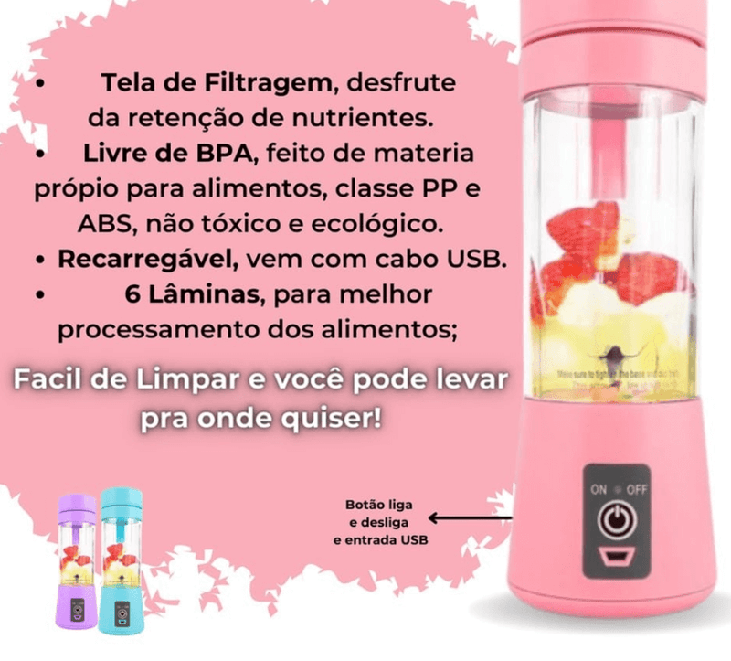 PowerBlend™ – Mini Liquidificador Portátil Recarregável USB